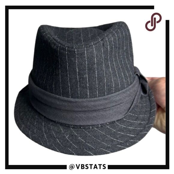 Free Authority Grey‎ Pinstripe Fedora Dress Hat in Size L/XL - Picture 2 of 5